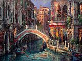 Cao Yong Canvas Paintings - Venice Over the bridge